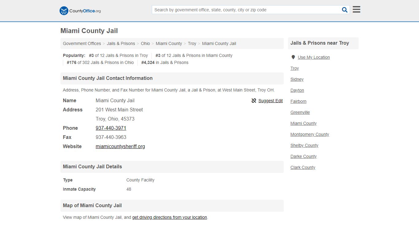 Miami County Jail - Troy, OH (Address, Phone, and Fax)
